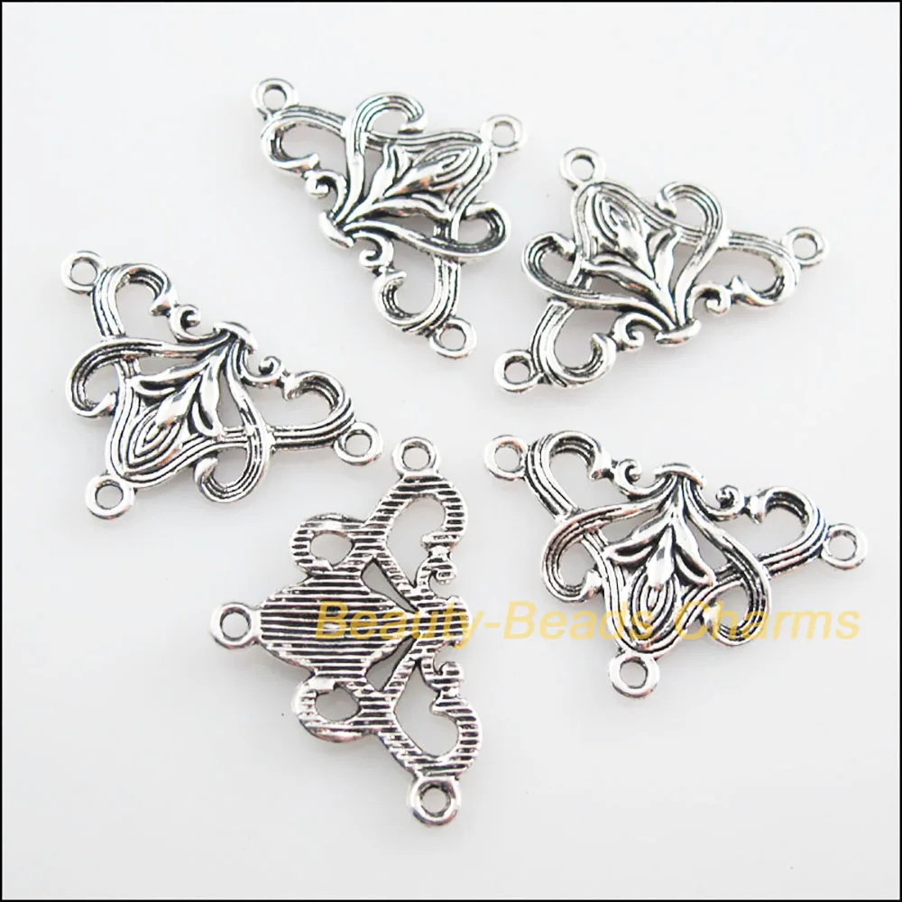 20 nuovi connettori triangolo fiore argento tibetano Charms colore 20x31mm
