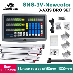 New Colour Panel SNS-2V/3V Set Display AC90-260V & 50-1000mm Linear Glass Scale Encoder Grating Ruler For Lathe milling machines