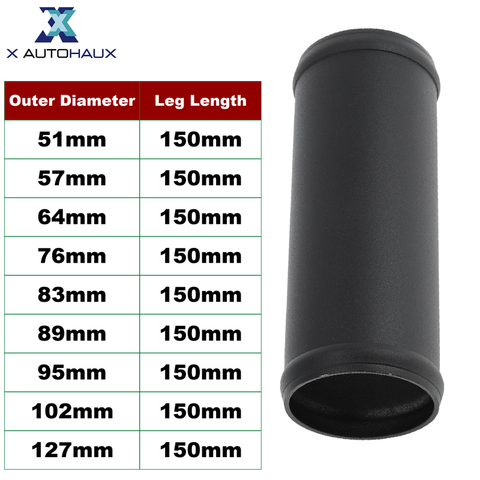 X Autohaux Tubo dritto universale in lega di alluminio 6064 51/57/64/76/83/89/95/102/127mm OD 150mm Lunghezza Tubo di collegamento aspirazione aria