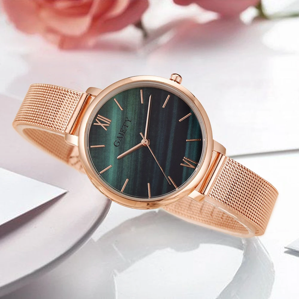 

Top Luxury Women Watch 2023 Green Dial Casual Fashionable Rose Gold Woman Wrist Watches Alloy Mesh Strap Student Orologio Donna