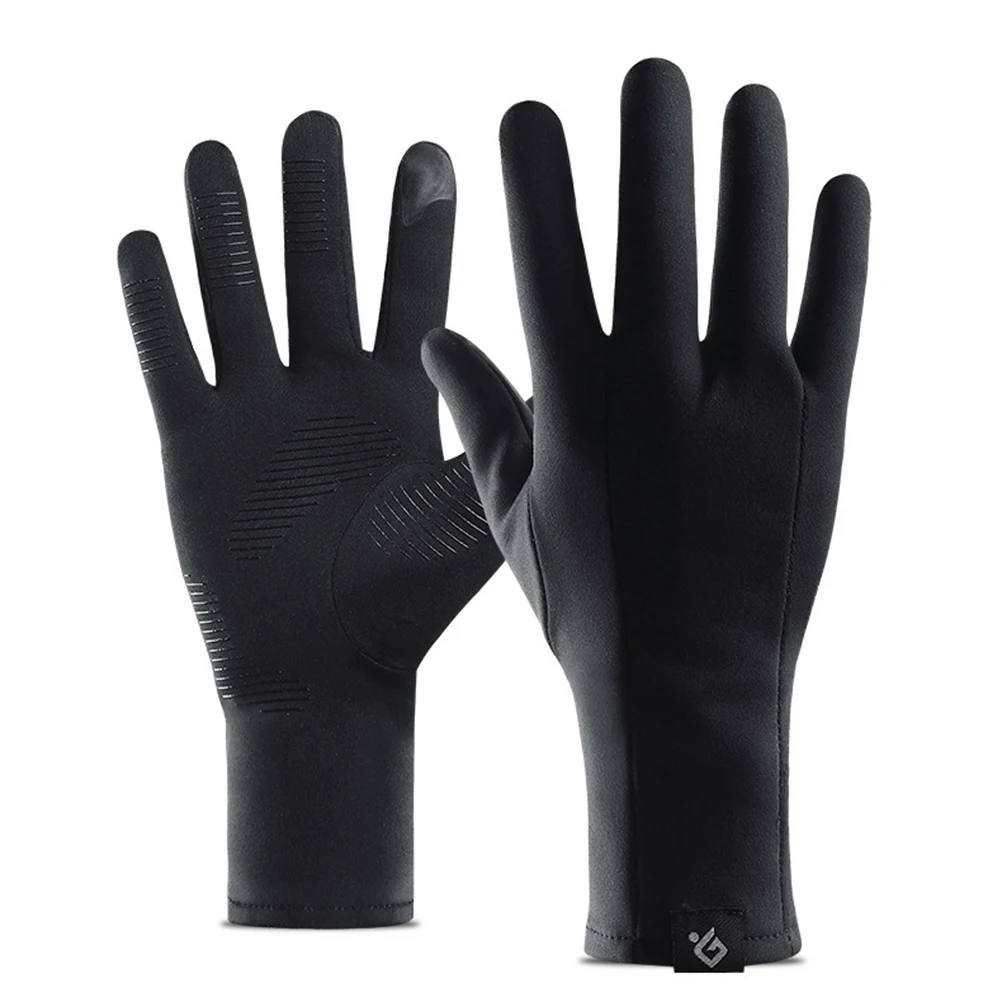 Unisex Winter Gloves Anti-slip Sports Gloves Touch Screen Gloves Warm Reflective Silicone Strip Gloves(Black,S)