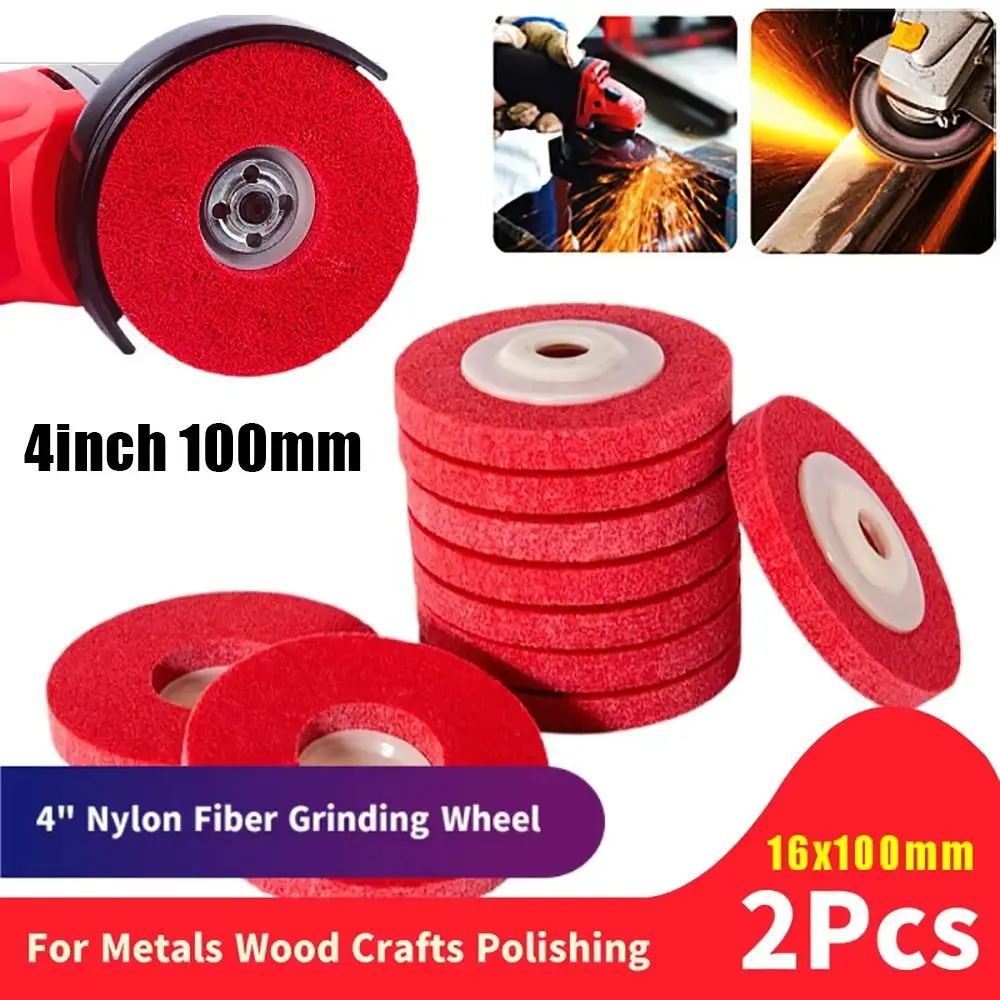 2Pcs Round Sanding Disc Angle Grinder Disc 9P Hardness Nylon Fiber Polishing Wheel 4inch 100mm Abrasive Disc Grinding Pad