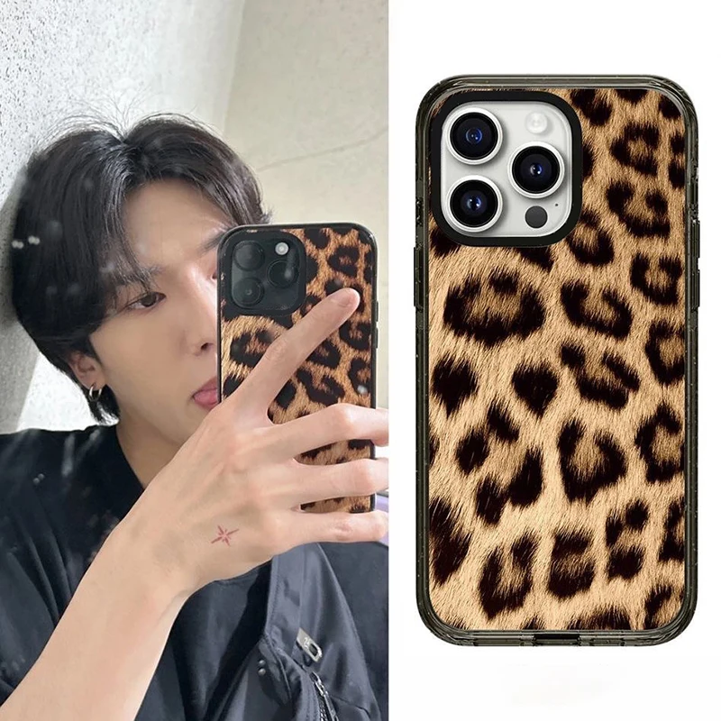 

Leopard 2.0 Acrylic Black Border iPhone 11 12 13 14 15 Pro Max Protective Mobile Phone Case Cover Shell