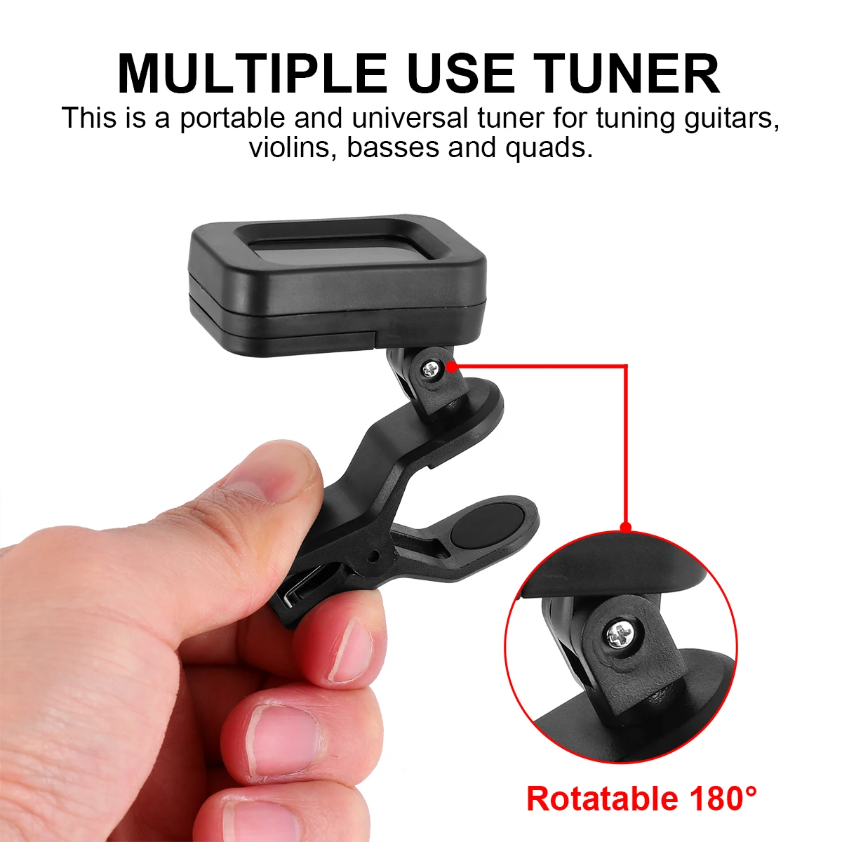 

Portable Tuner for Guitar Violin Bass Ukulele LED Display Durable Material Multi Instrument Electric Accessories