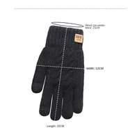 Wholesale Fleece Lined Fashion Warm Black Cable Knitted Winter Touch Screen Gloves 5