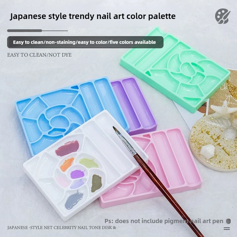 

Nail Palette Plates Watercolor Toning Grids Gel Polish Holder Manicure Pen Stand Drawing Nail Shop Supplies