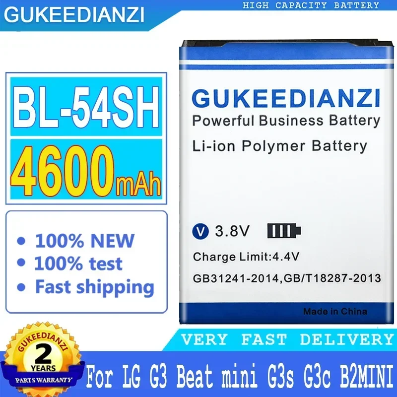 

GUKEEDIANZI Аккумулятор BL-54SH BL-54SG для LG Optimus G3 Mini G3s G3c B2MINI G3mini D724 D725 D728 D729 D722 D22, 4600 мАч