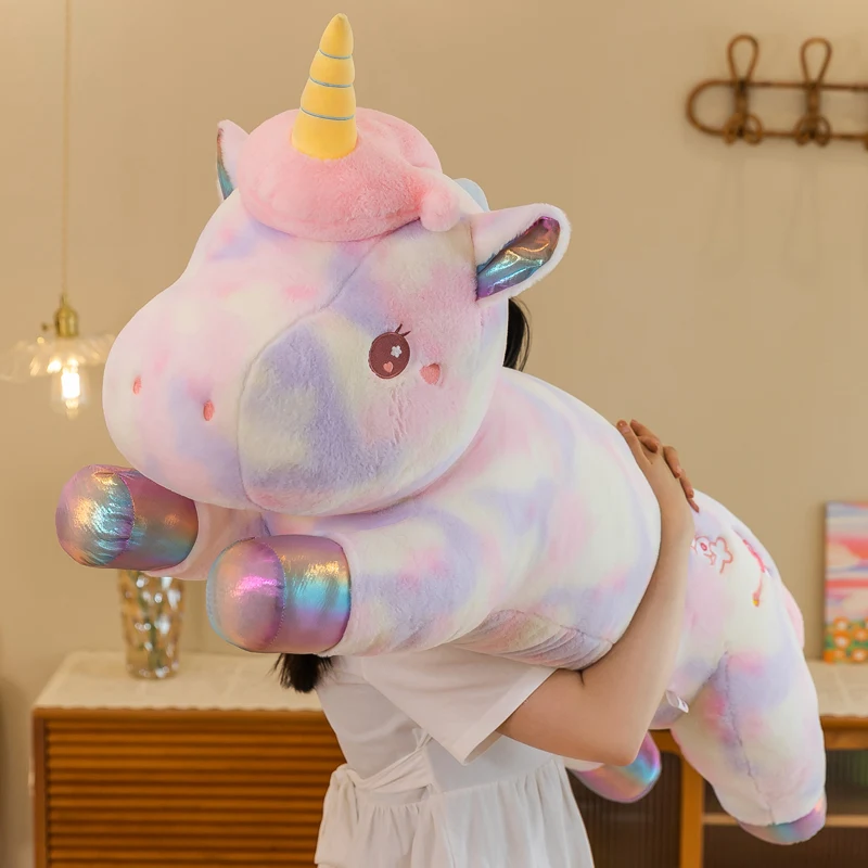 Unicórnio Colorido Gigante Kawaii Brinquedos De Pelúcia, Adorável Travesseiro Animal, Almofada Macia Recheada, Natal e Presente de Aniversário, 60-120cm