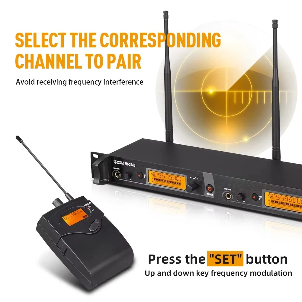 Audio ER-2040 4 Channel Wireless In-Ear Monito System with  Noise Cancelling for Multi-Person Stage Performances