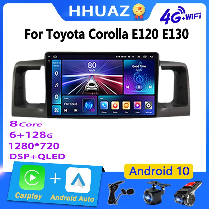 

Автомобильный радиоприемник на Android для Toyota Corolla E120 E 120 BYD F3 2007-2011 DSP RAM 4G NET, автомобильный радиоприемник, мультимедийный видеоплеер с Wi-Fi