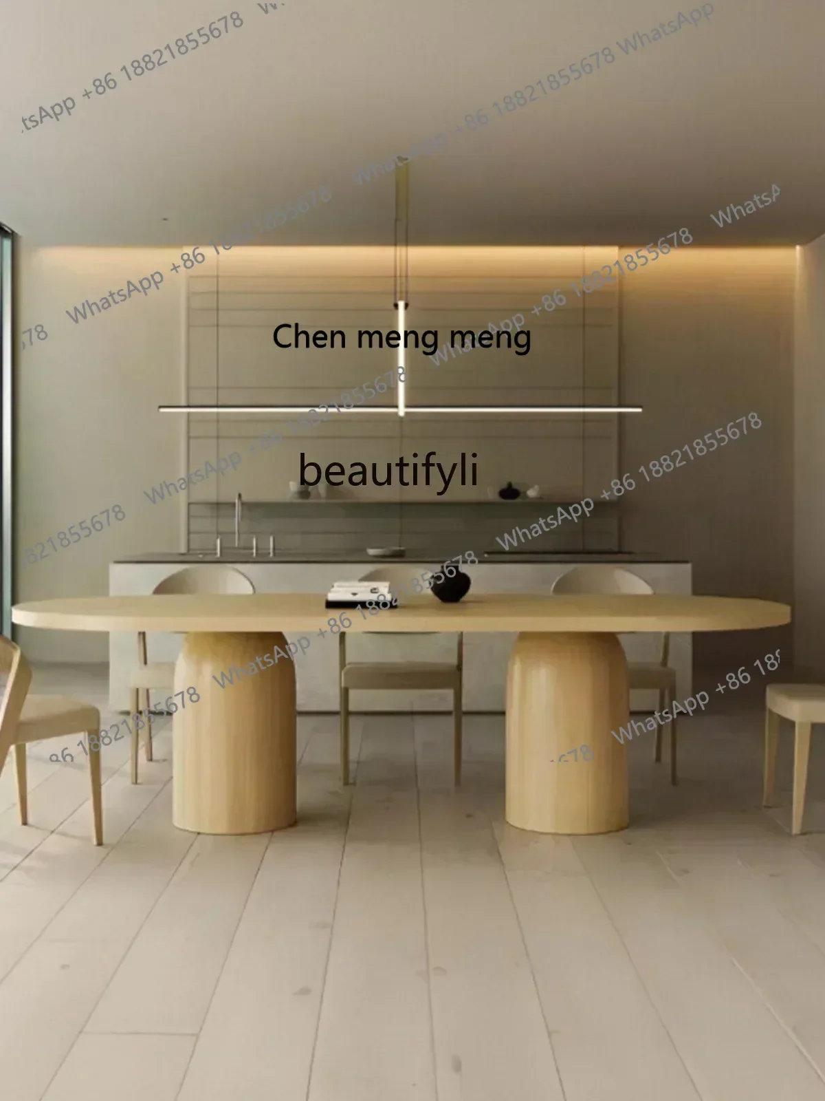 Meja Makan Oval Kayu Solid Nordik X C, Desain Sederhana Modern Warna Hitam Ukuran Besar