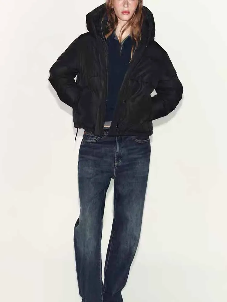 

European and American style winter new arrivals fashionable women's short hooded waterproof windproof thick jacket