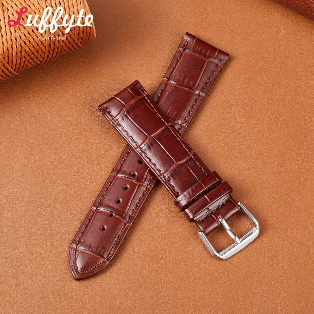 Genuine Cow Leather Strap 18mm 20mm 22mm 24mm Retro Bamboo Men Business Watch Top Cowhide Watchband