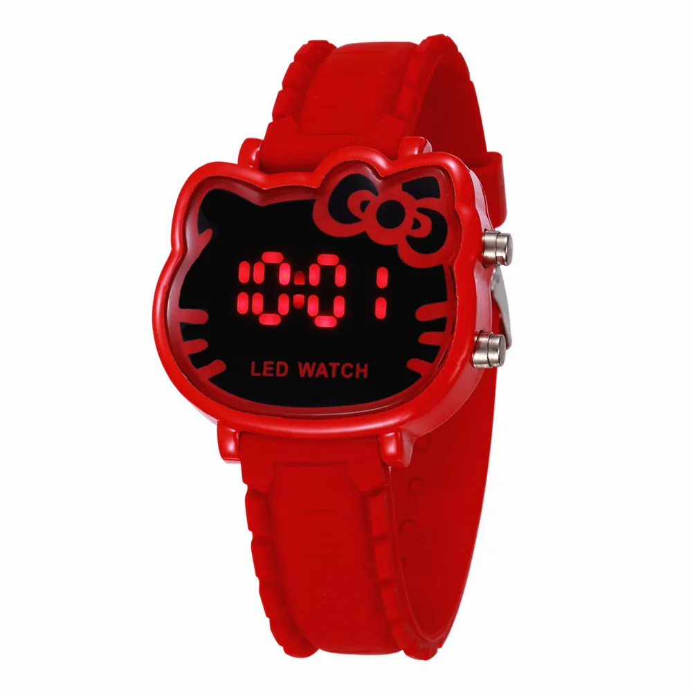 Orologio per bambini UTHAI ragazza Cute Cat Head Cartoon LED Watch studente orologi da polso elettronici di moda