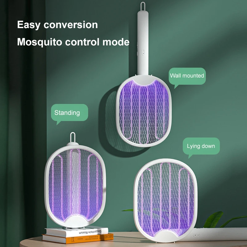 Household 4-in-1 Mosquito Killer Lamp Folding Electric Mosquito Swatter USB Rechargeable Shock Dual Purpose Mosquito Killer Lamp