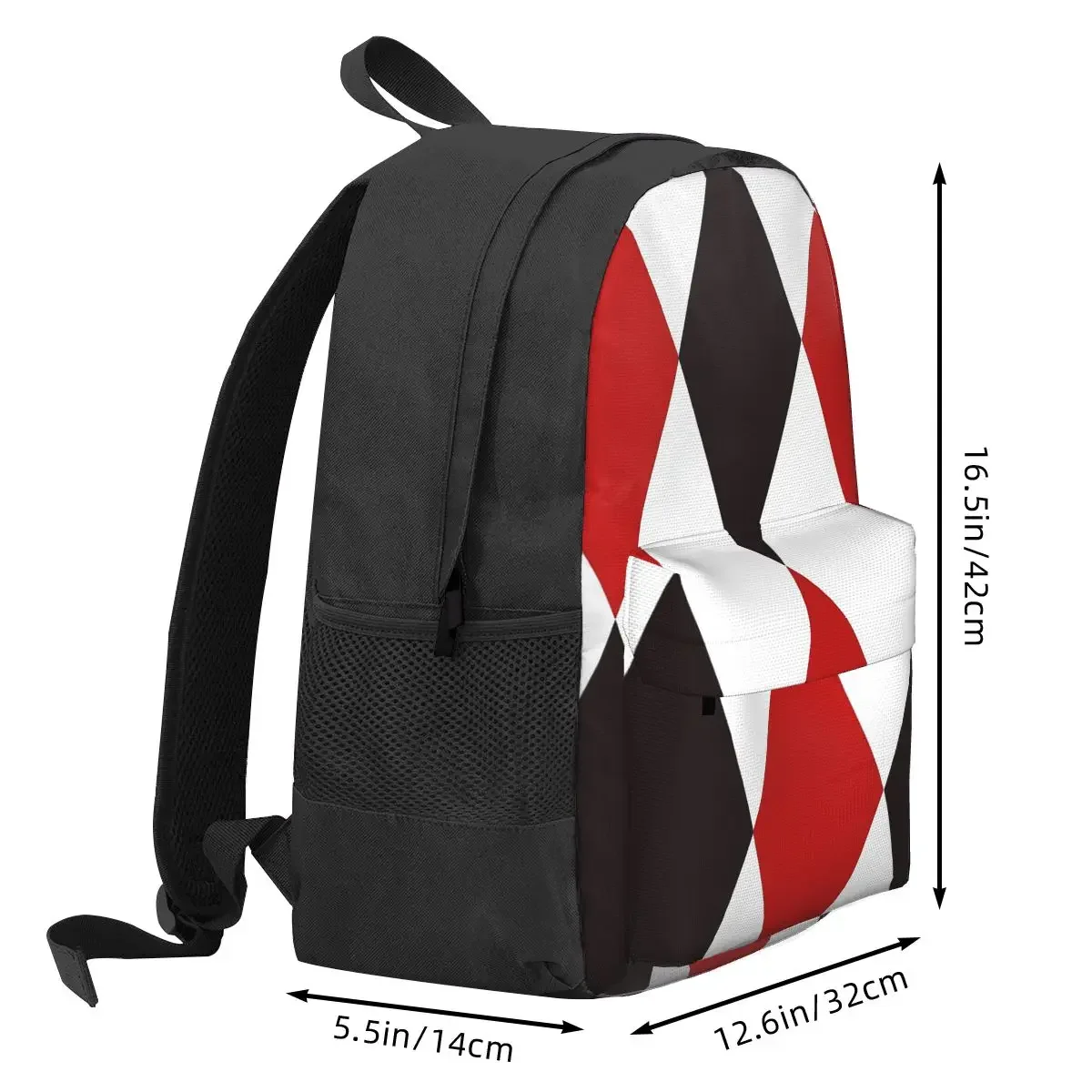 Harlequin Plaid Playing Cards Diamond Backpack Student BookBag Kids School Bag Laptop Shoulder Bags for Men Women