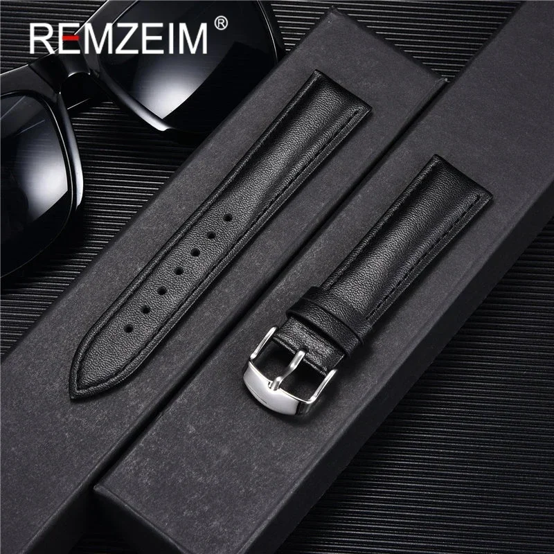 Genuine Leather Watch Bands Strap 14mm 16mm 18mm 20m 22mm Men Women Black Blue Purple Pink Watch Band Strap