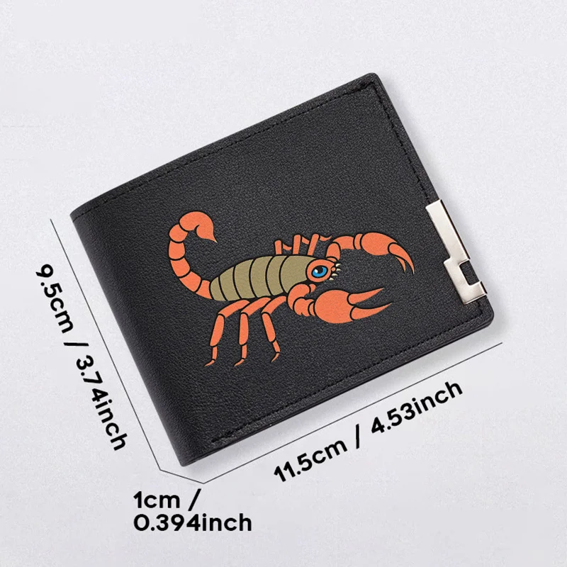 Portafoglio da uomo in pelle PU con logo Scorpion Slim Business Fashion Design compatto Durevole Leggero Uso quotidiano