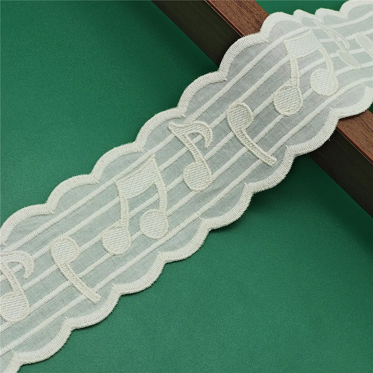 Home Textiles Notes - 6.3CM 폭 베이지색 면 음표 무늬