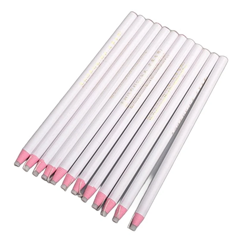 W89C 12pcs خياطة قلم رصاص لا شحذ النسيج الأبيض قلم رصاص قلم رصاص أقلام أقلام رصاص خياط لأداة علامات الجلود