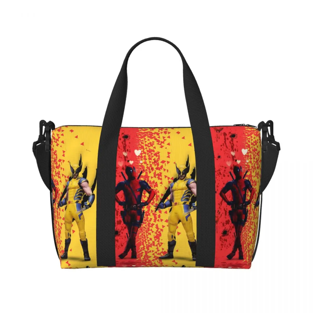 

Custom Wolverine Beach Tote Bag Women Funny Anime Cartoon Big Compartment Beach Gym Travel Bags