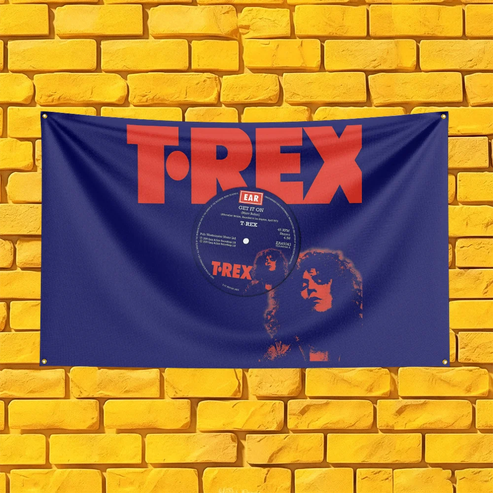 T. Rex Inspired Rock Band Flag 3x5 FT Polyester Banner For Man Cave Wall Decor Fan Gift