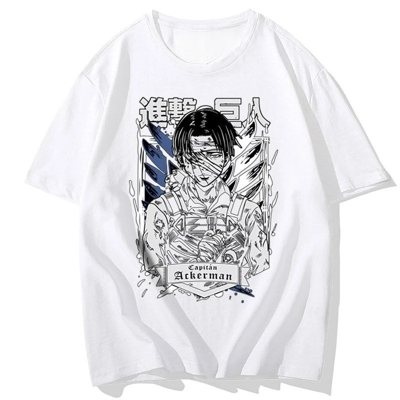 هجوم على تيتان تي شيرت الرجال والنساء قصيرة الأكمام فيلق الاستطلاع الكابتن ليفي ألين أجنحة الحرية الملابس المطبوعة