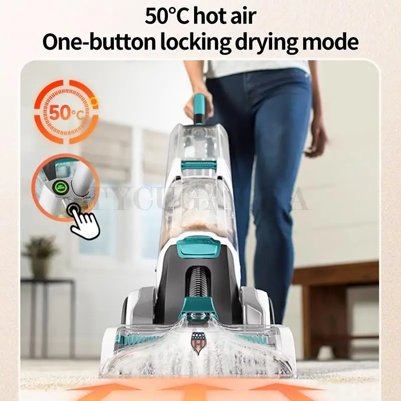 50℃ Floor Scrubber Dryer Machine For Fabric Carpet Sweeping 99% Mite Removal 16KPa For Hotel Cleaning  Scrubbing Home Appliance