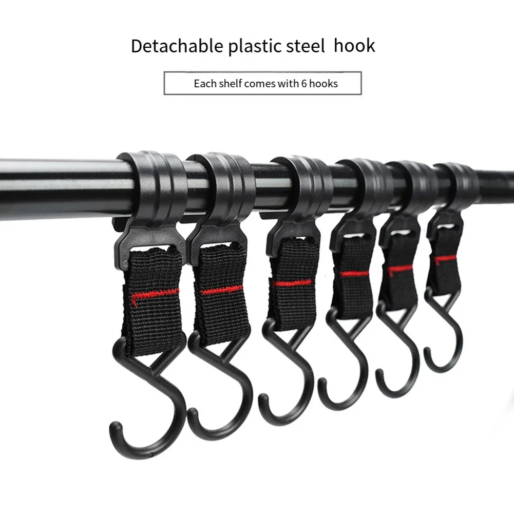 

Compact Storage Rack Outdoor Camping Rack Quick Installation Guide Reinforced Plastic Steel Hooks Thickened Tubing Design
