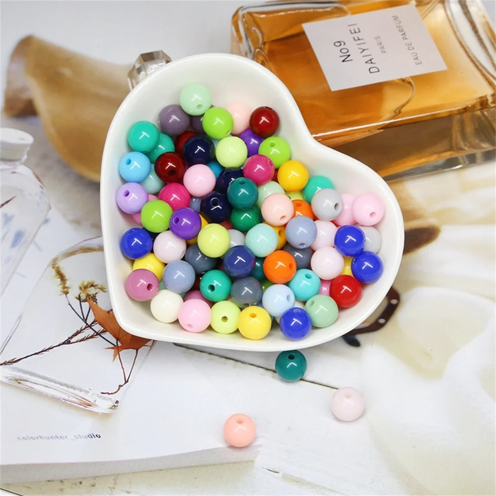 Candy Color Acrylic Round Beads 3mm-12mm Loose Balls Spacer beads for needlework & Jewelry Making