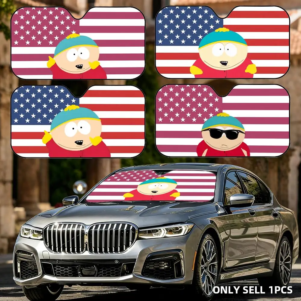 

Cute Cartoon S-South P-Park Sun Visor Reusable Aluminum Foil Car Windshield Sun Visor UV Protector Heat Insulation Cover Shade