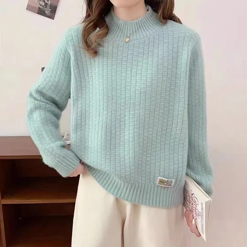 

Knitwear Woman Clothes New Half Turtleneck Warm Pullover Tops Spring Autumn Women's Sweater Knitting Jumper Female Clothing