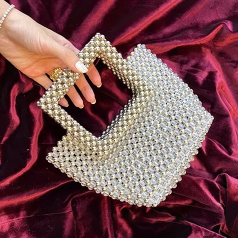 

Beaded Party Bags for Women Summer Hand-woven Fashion Top-handle Ladies Dinner Exquisite Purses and Handbags Dinner Handmade