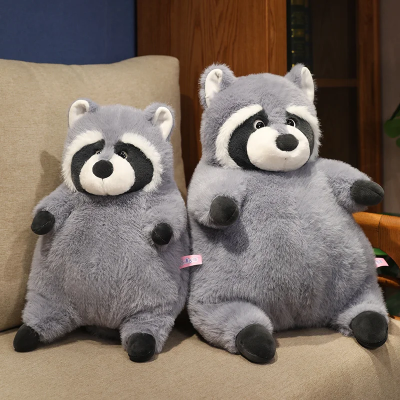 20-45cm Kawaii Fat Raccoon Plush Doll Grey Round Raccoon Animal Plush Toy Super Soft Christmas Birthday Gift for Boys and Girls