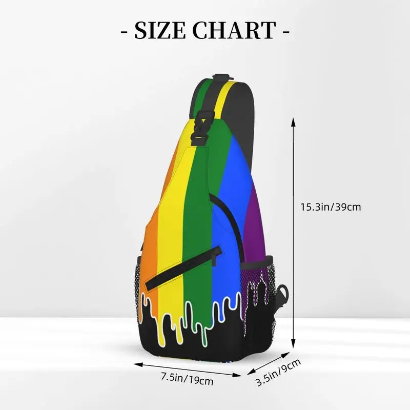 مخصص مثلي الجنس فخر العلم بالتنقيط تصميم حبال Crossbody حقيبة صدر للرجال الرجال عادية LGBT قوس قزح مثليه حقيبة ظهر تحمل على الكتف للتخييم ركوب الدراجات