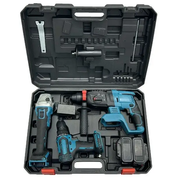

Electrical Power Combo Kit with Cordless Drill Machine Iron Hand Wrench Tool Box Hard Case-OEM Customizable Tools Kit