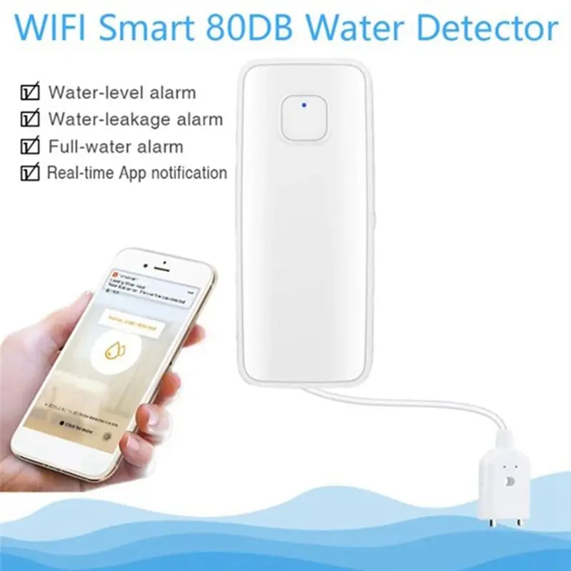 【NEW A09R!】 เซ็นเซอร์ตรวจจับน้ำรั่วอัจฉริยะ Tuya Wifi พร้อมระบบตรวจสอบระยะไกล ตรวจจับระดับน้ำล้น 2 ชิ้น ระบบเตือนภัยเสียง 80 เดซิเบล