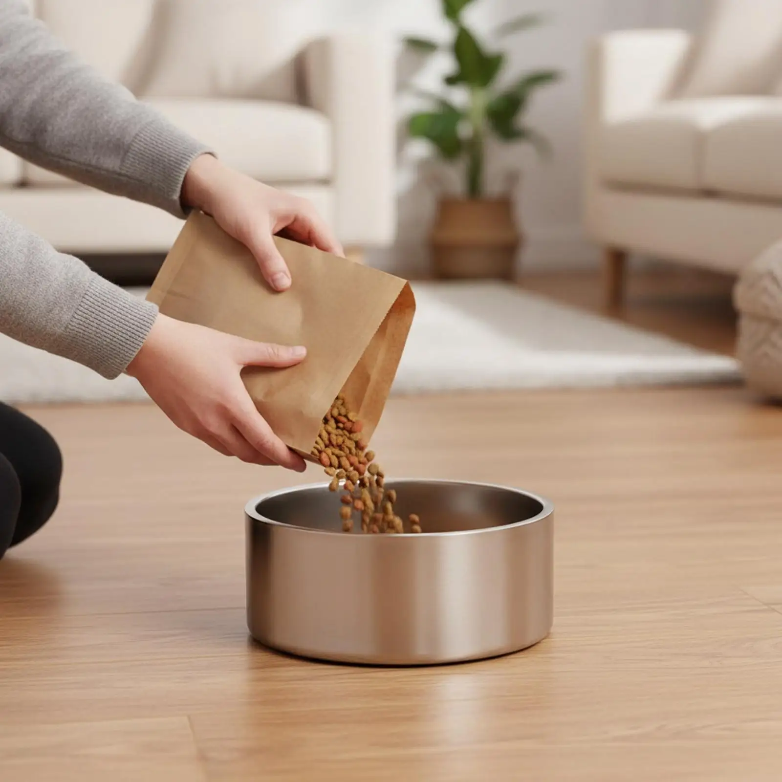 Double-Layer Pet Bowl with Anti-Slip Base Easy to Clean 304 Stainless Steel Pet Bowl Rust-Proof for Cat Owners