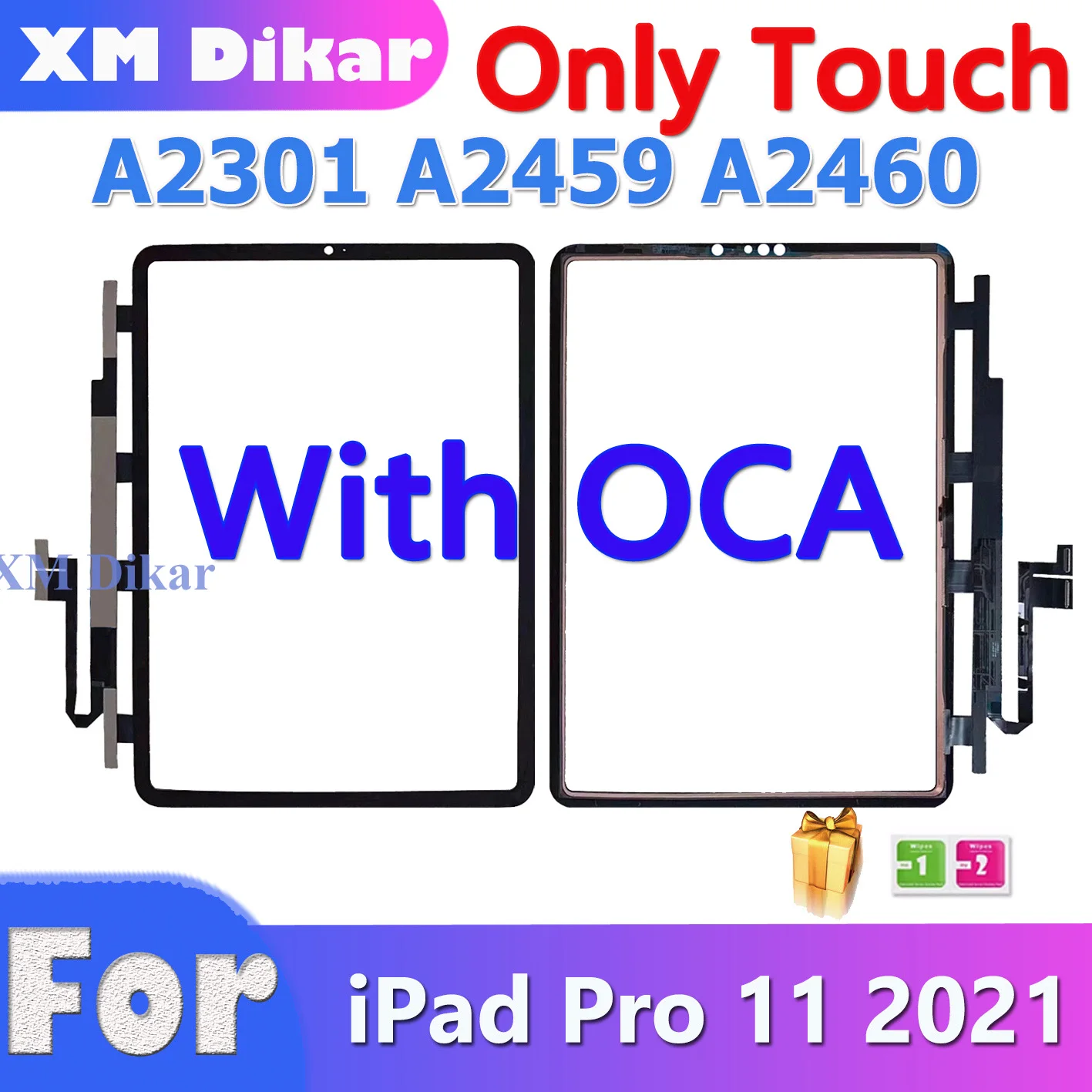 With OCA Outer Glass Touch For iPad Pro 11 (2021) 3rd Gen A2301 A2459 A2460 A2377 Touch Screen Front Glass Panel Replacement