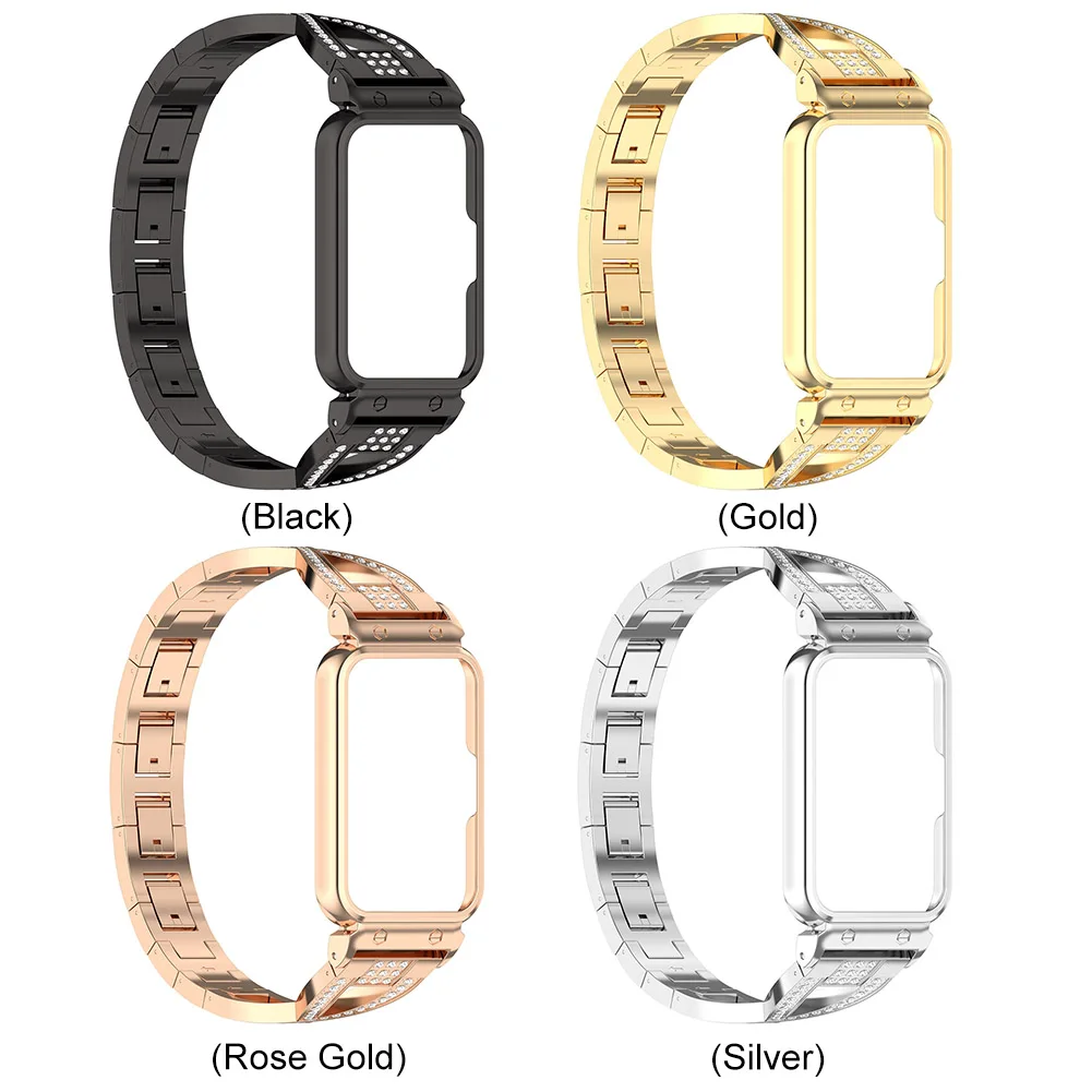 Case+Band Stainless Steel Metal Protective Screen Sport Replacement Watch Strap for Samsung Galaxy Fit 3