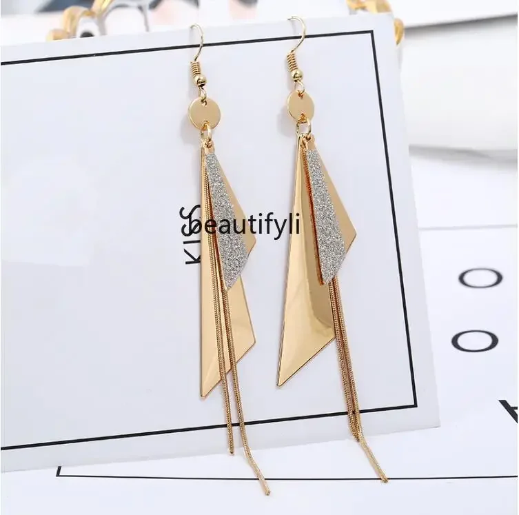 Tassel earrings Sterling silver long high-end temperament earrings, new, exquisite ear hooks, earrings.