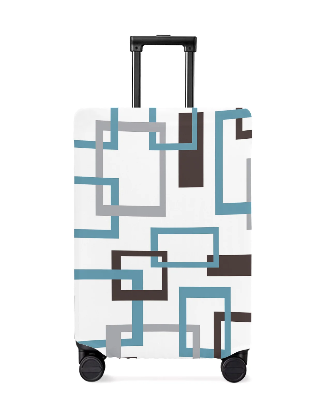 

Mid Century Modern Abstract Geometry Blue White Luggage Cover Stretch Baggage Dust Cover for 18-32 Inch Travel Suitcase Case