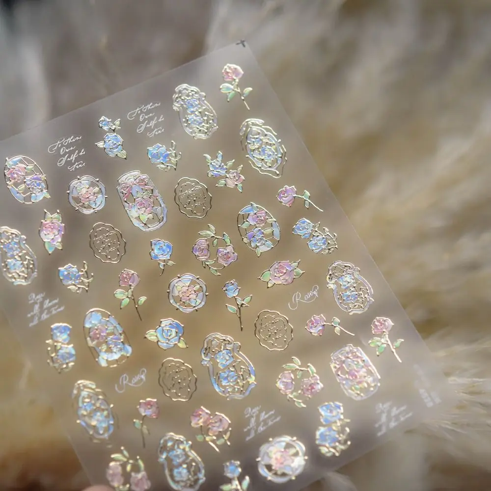 5d flor adesivos de unhas auto adesivo textura em relevo adesivos de arte de unhas decoração decalques de unhas acessórios de manicure