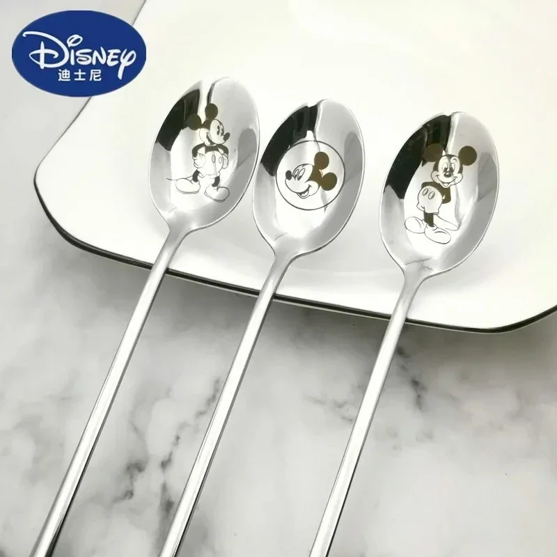 Disney Anime Mickey Mouse Spoon Kawaii Minnie Stainless Steel Ladle Cartoon Donald Duck Winnie the Pooh Children Birthday Gifts