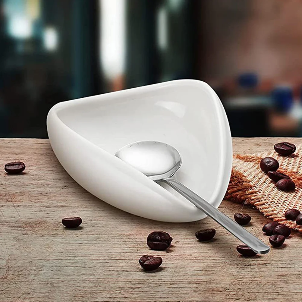 

1Set Coffee Bean Plate and Spoon Reusable Stainless Steel Ceramic Storage Dish for Snacks Dessert Accessories