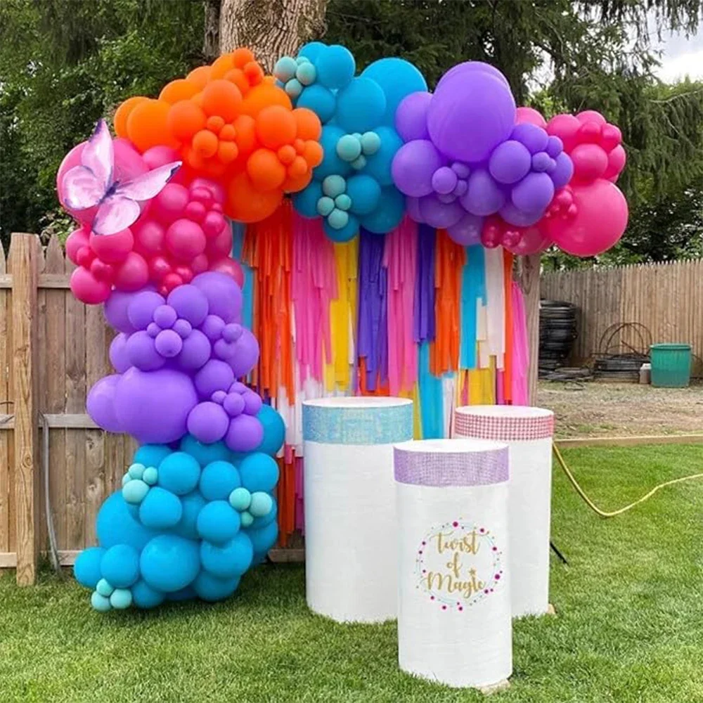 90pcs Pink Blue Purple Balloons Arch Kit, Rainbow Balloons for Kids Theme Baby Shower Birthday Wedding Party Decoration