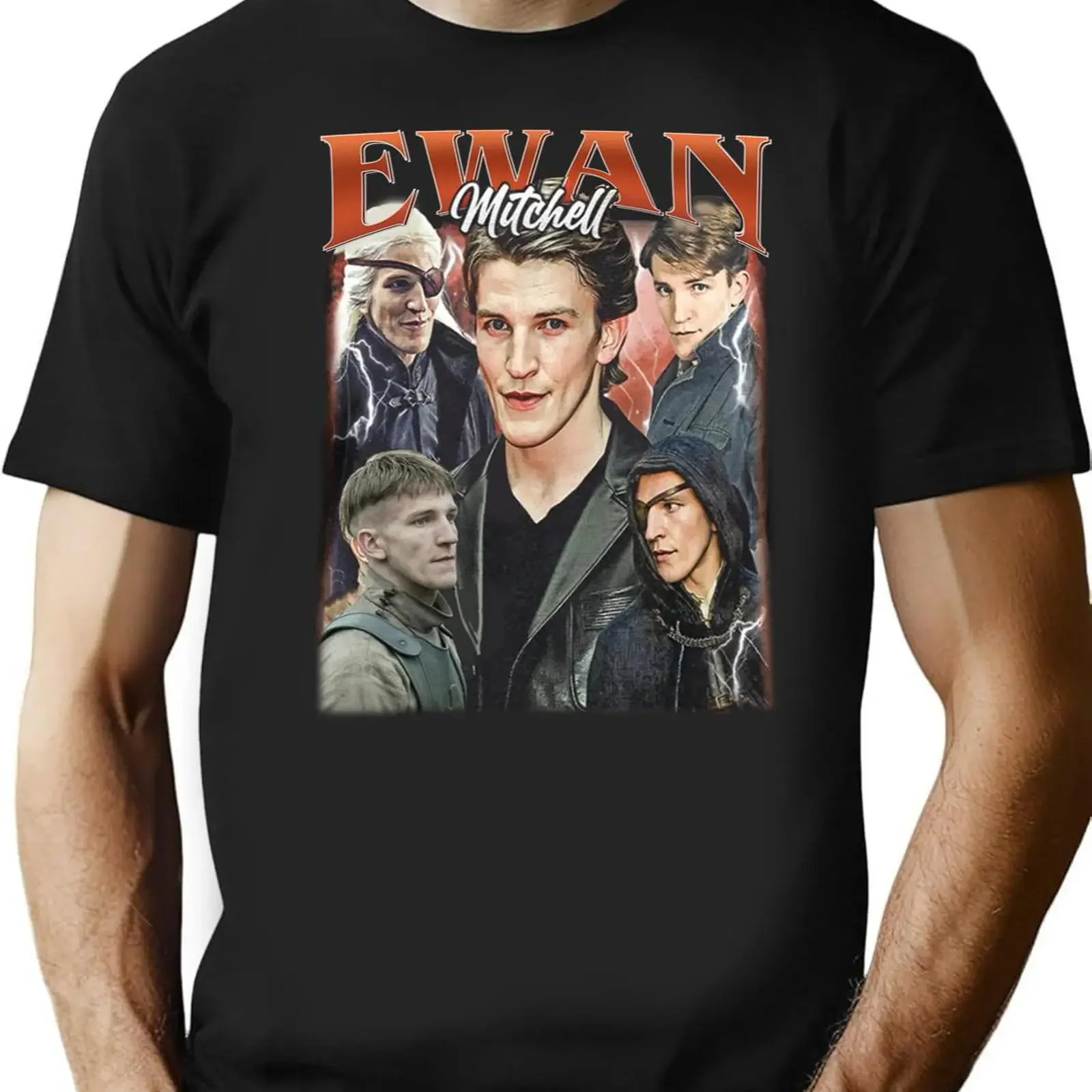 Limited Ewan Mitchell Vintage T Shirt for Woman and Man Black vintage Washed Unisex streetwear Breathable graphic Soft