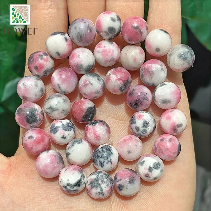 Natürliche rosa-schwarze persische Jade-Perlen, rund, lose, für Accessoires, Ohrringe, Armbänder, DIY-Schmuckherstellung, 15'', 6/8/10/12mm