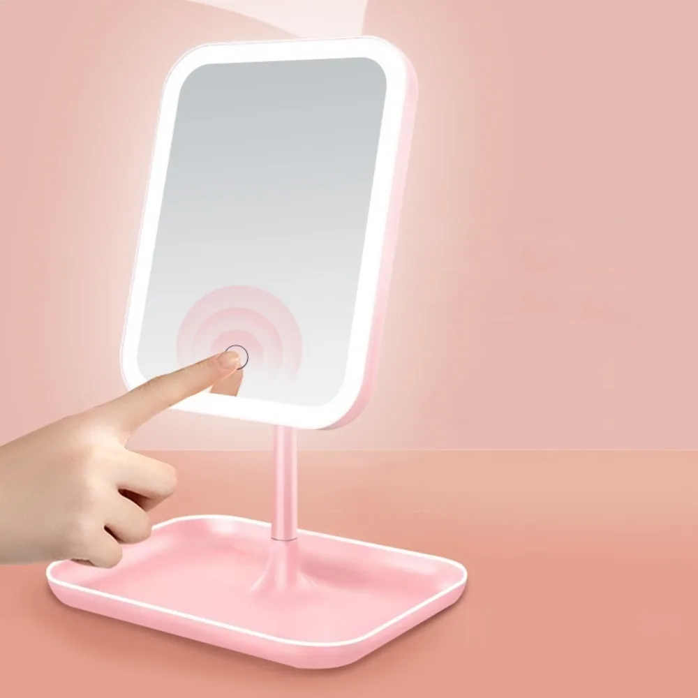 Rotating LED Cosmetic Mirror with Dimmable Three-color Light Touch Sensor Switch LED Vanity Mirror Light Up Your Beauty Folding