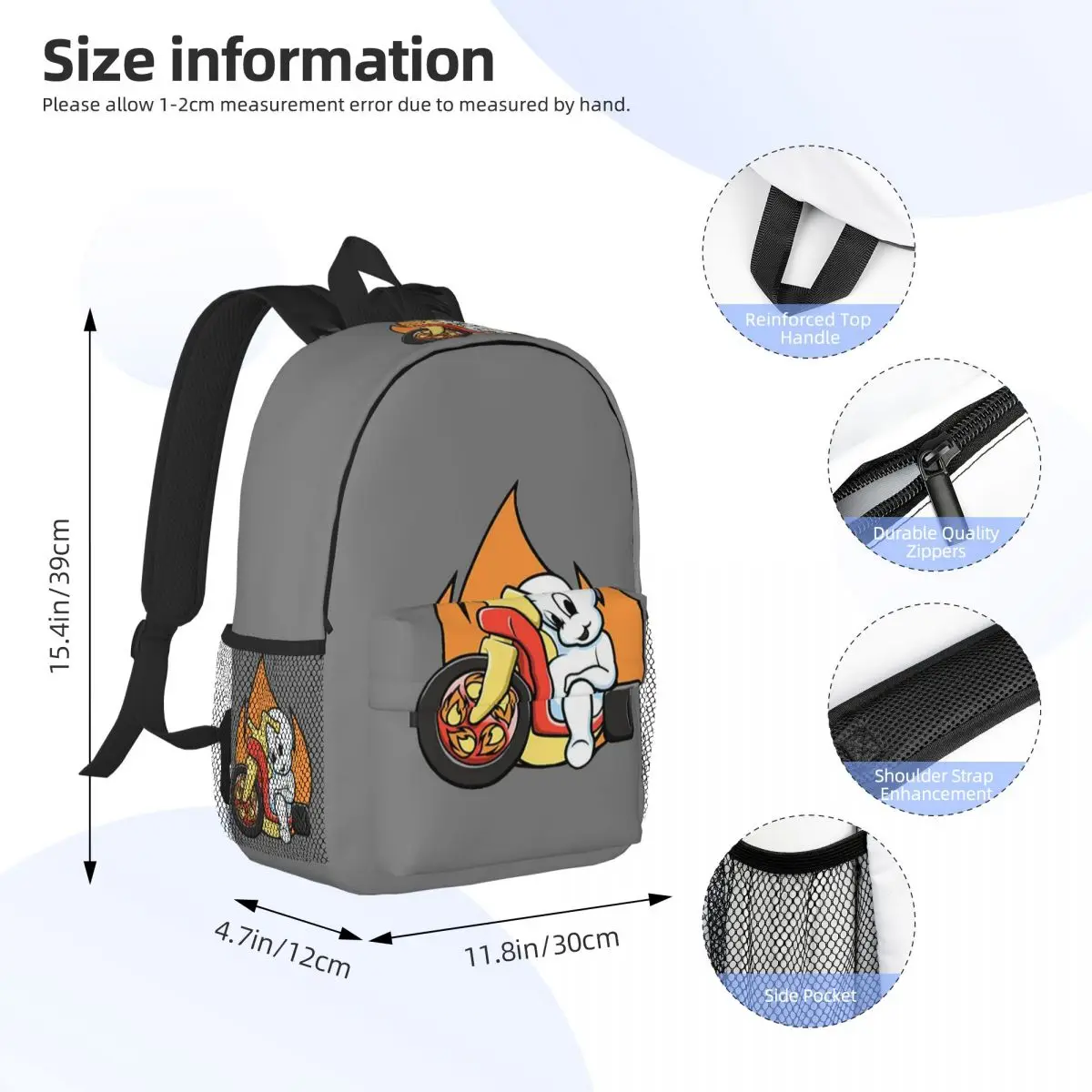 Casper The Friendly Ghost 90s Backpack Daypack Large Capacity Boys Girls BookBag Shoulder Bags for Men Women Children School Bag
